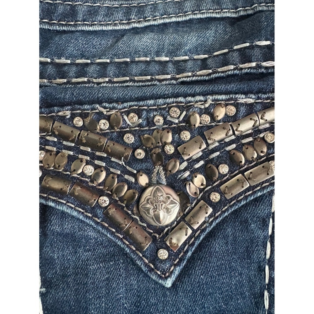 Miss Me Bootcut Jeans Embellished Pockets Dark Wash Denim Womens Size 27 - Picture 4 of 10